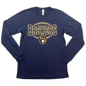 Milwaukee Brewers Tee Shirt Mens Medium Navy Blue Starter Baseball MLB Graphic